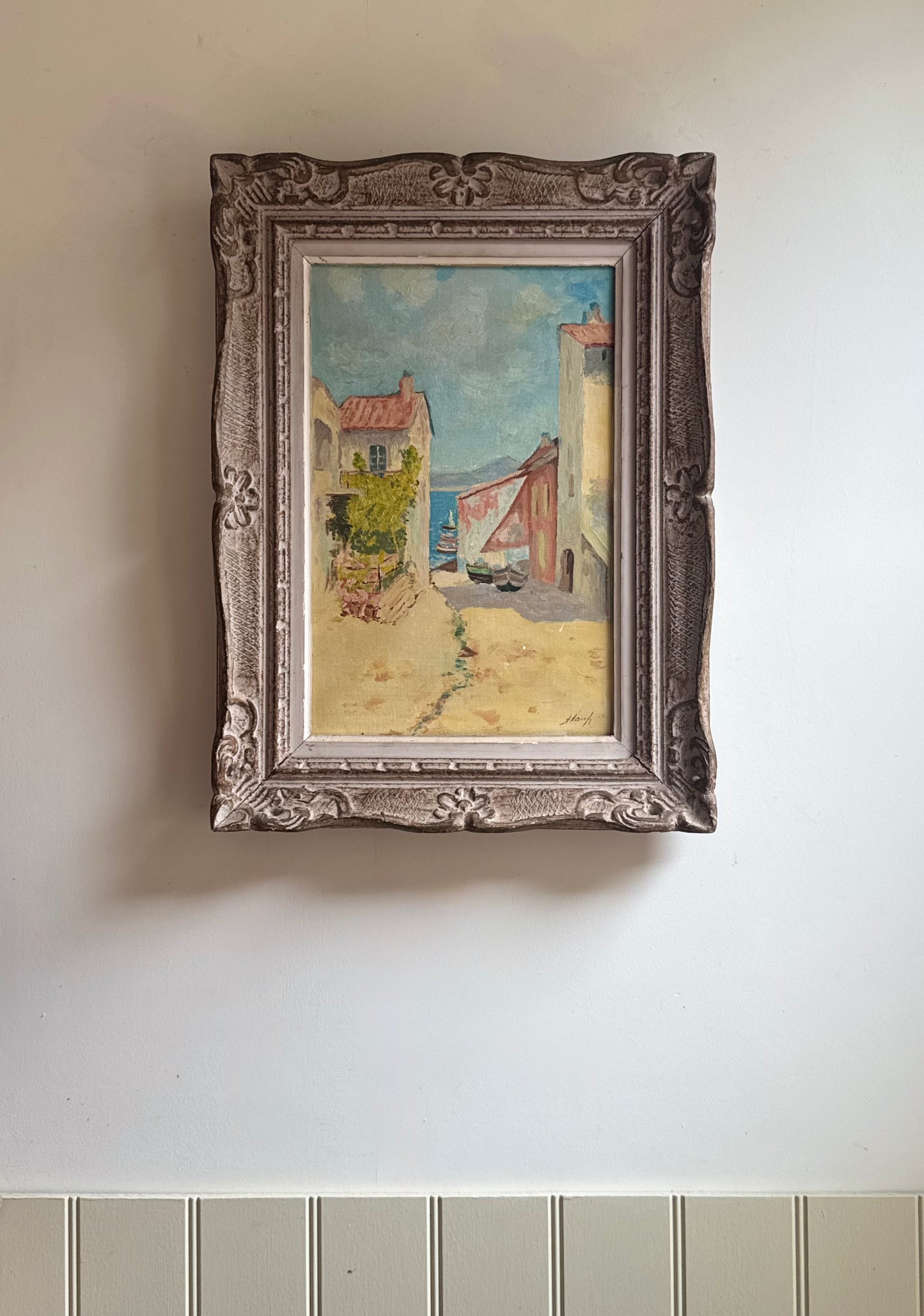French Coastal Village, dated 1969