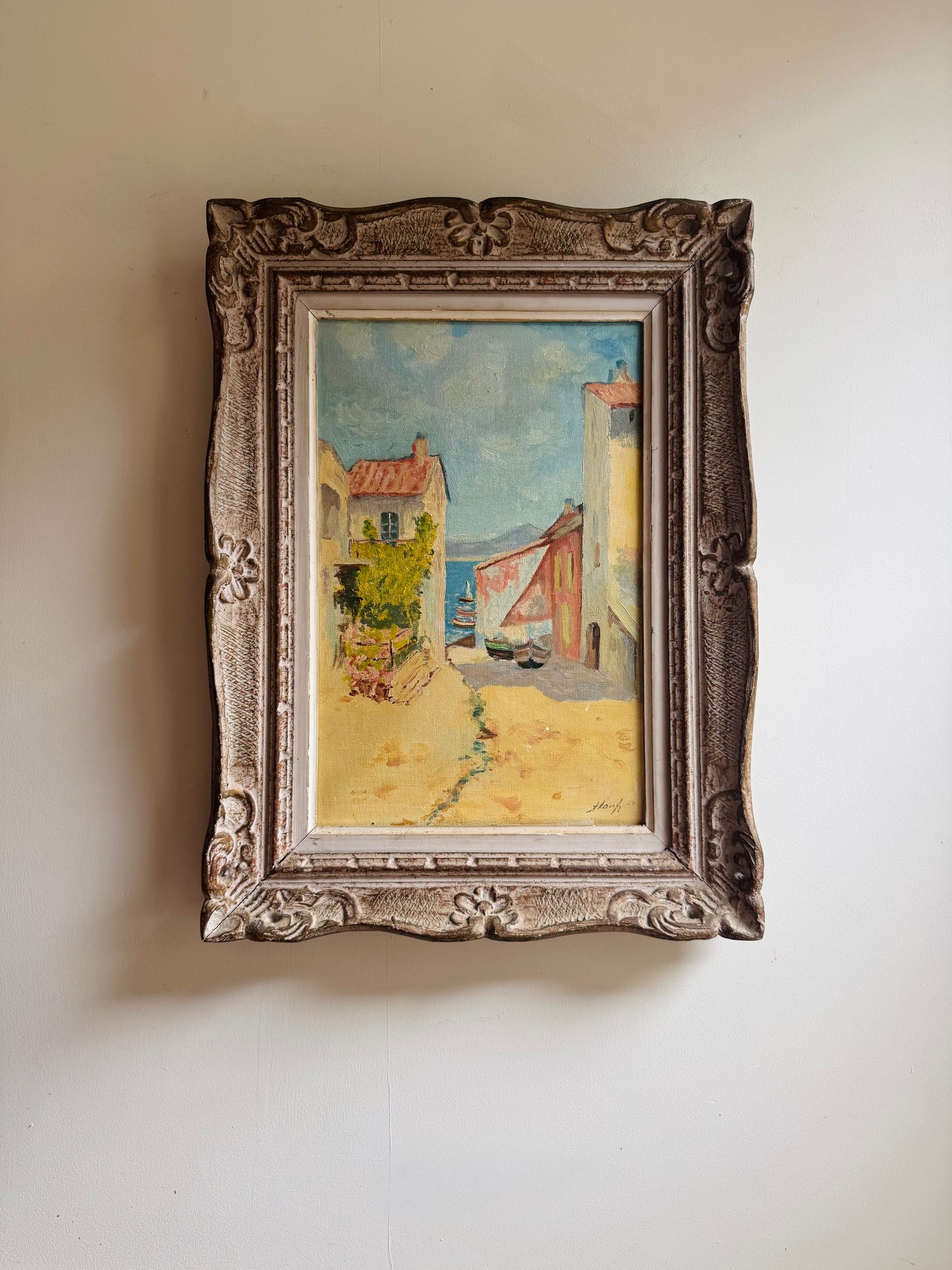 French Coastal Village, dated 1969
