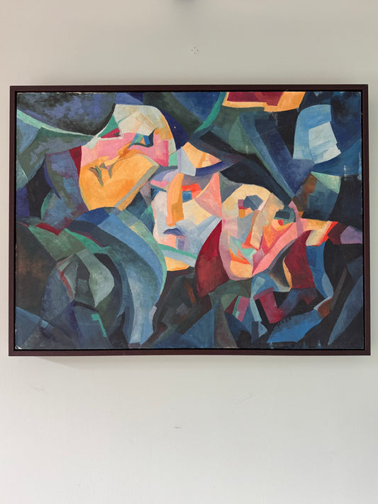 Original Vintage French Abstract Figurative Painting, 1958