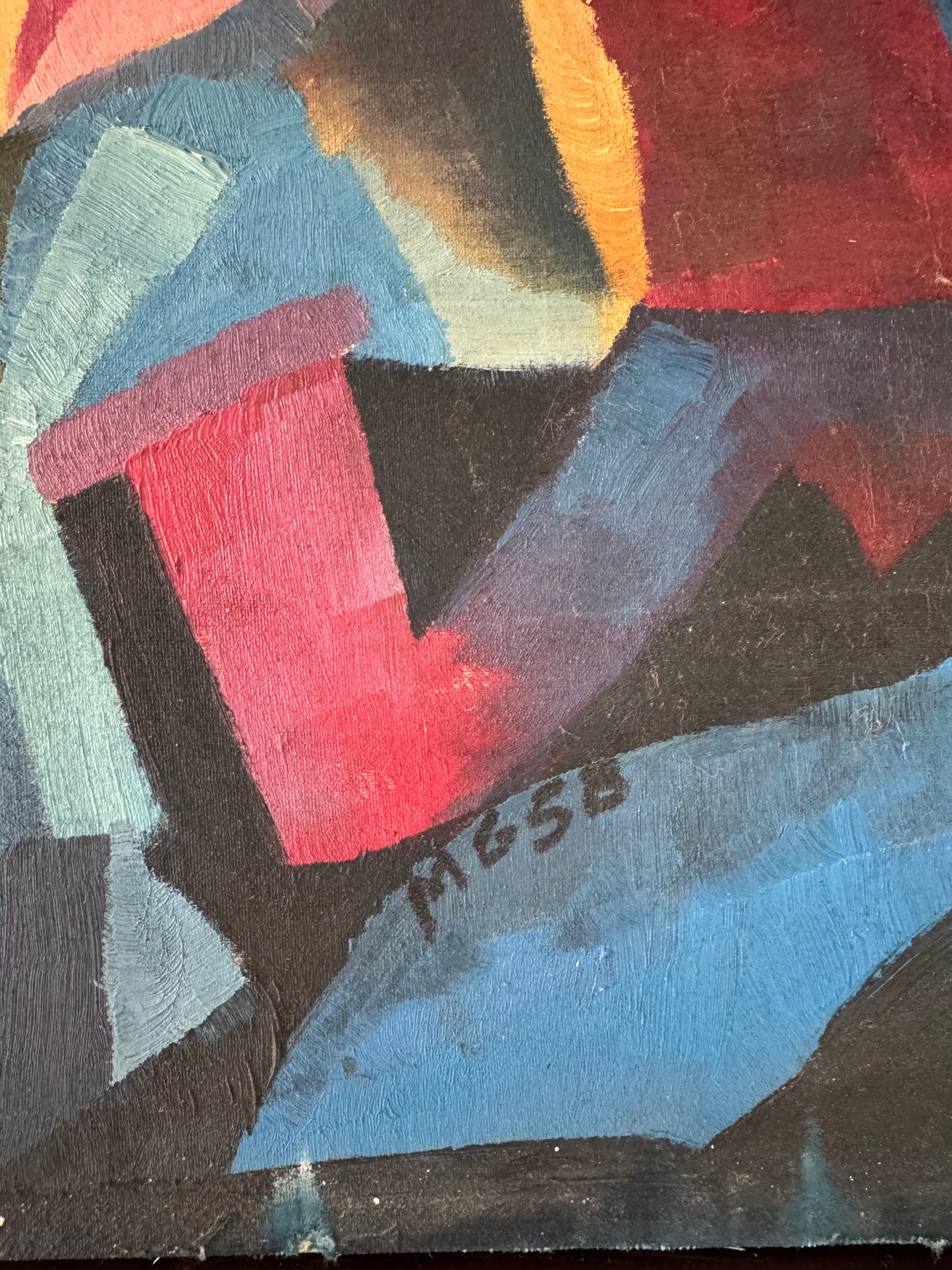 Original Vintage French Abstract Figurative Painting, 1958