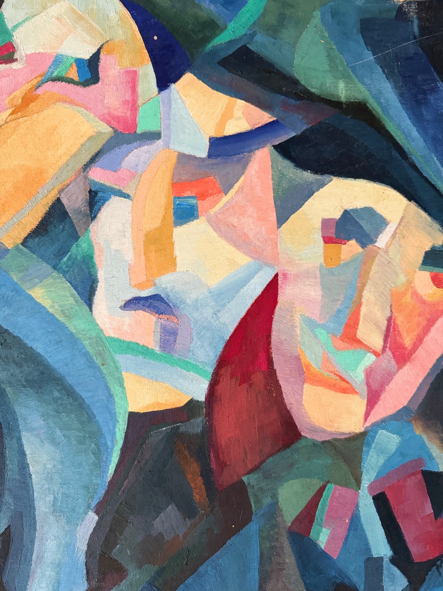 Original Vintage French Abstract Figurative Painting, 1958