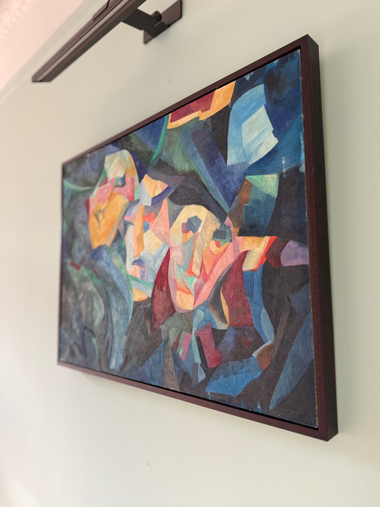Original Vintage French Abstract Figurative Painting, 1958