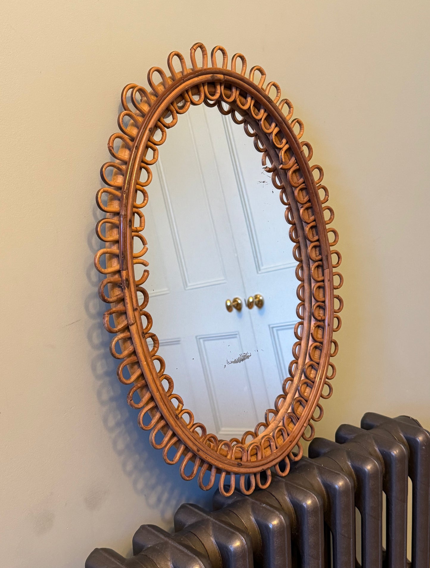 Franco Albini Oval Cane Loop Mirror