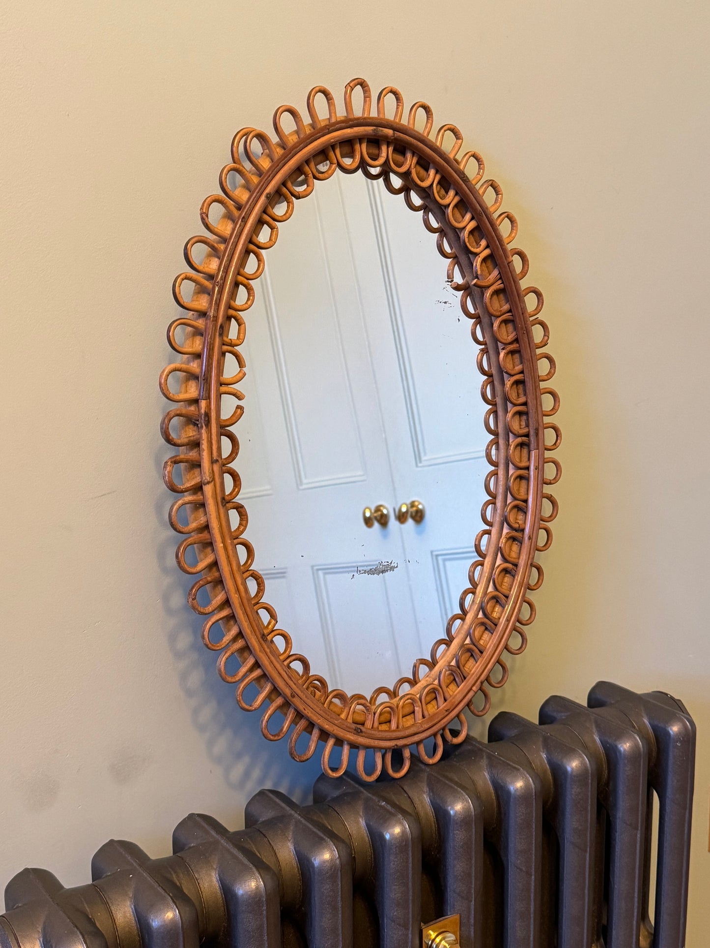 Franco Albini Oval Cane Loop Mirror