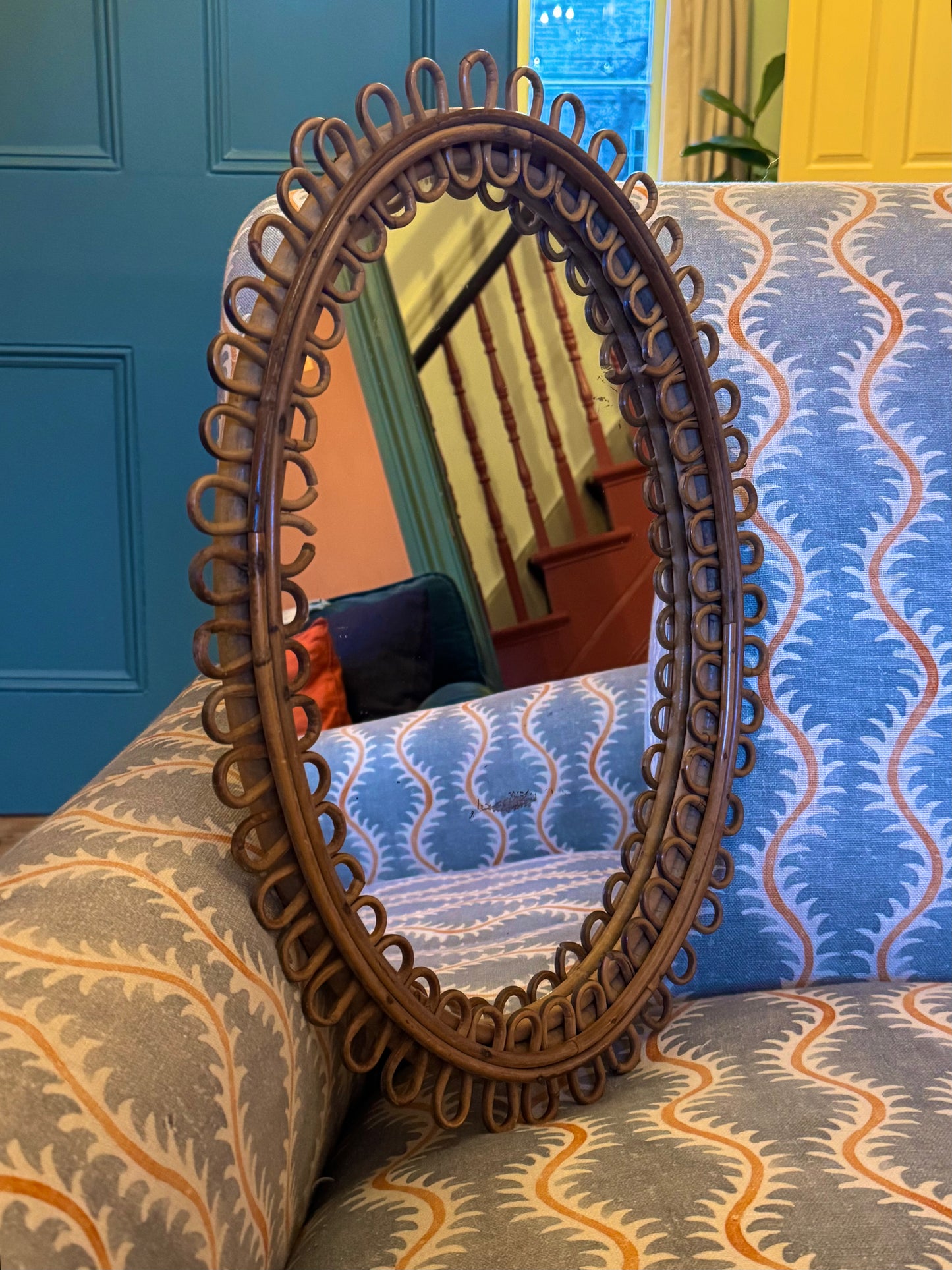 Franco Albini Oval Cane Loop Mirror